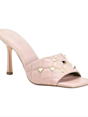 Marc Fisher Quilted Studded Square Toe Stiletto Heel Sandals Size 8.5
